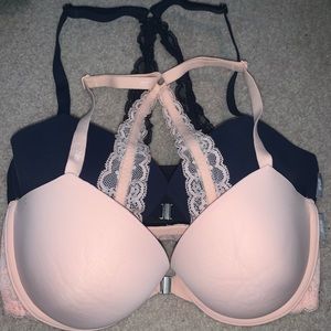 2 Navy blue and baby pink bras from aerie